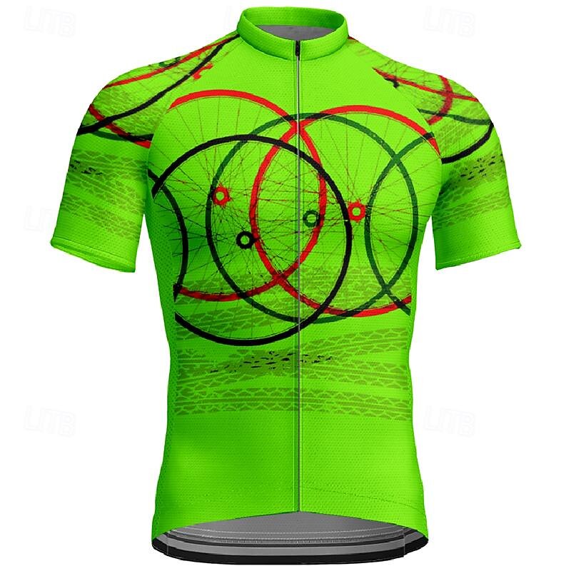 Men's Cycling Jersey Geometic Short Sleeve Bike Tee Tshirt Jersey Top with 3 Rear Pockets Mountain Bike MTB Quick Dry Breathable Sports Pink Blue Orange Clothing Apparel