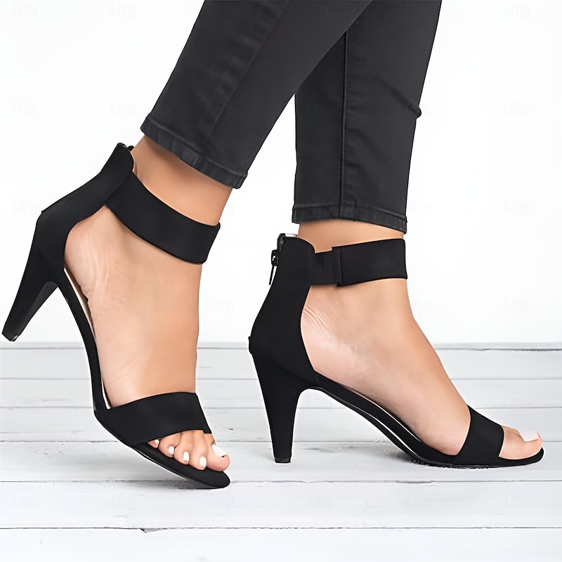 Black Women's High Heel Sandals with Ankle Straps for Elegant and Evening Wear3