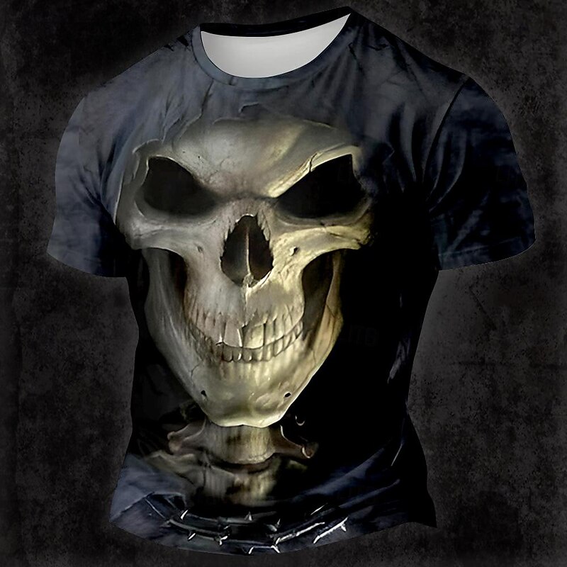 Men's Skull Dark T Shirt Short Sleeve T shirt 3D Print Crew Neck Shirt Designer Gothic Party Street Casual Black Summer Spring Clothing Apparel S M L XL XXL XXXL