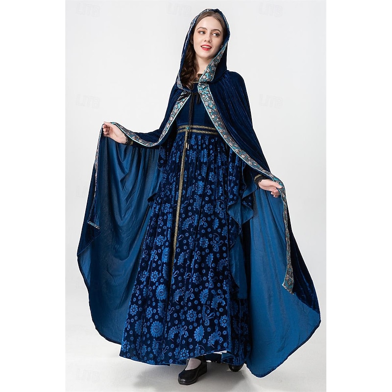 Medieval Renaissance Cocktail Dress Prom Dress Flare Cuff Sleeve Viking Outlander Fancy Dress Women's Celtic Fantasy Royal Halloween Carnival Masquerade LARP Ren Faire Festival Adults' Dress Cloak4