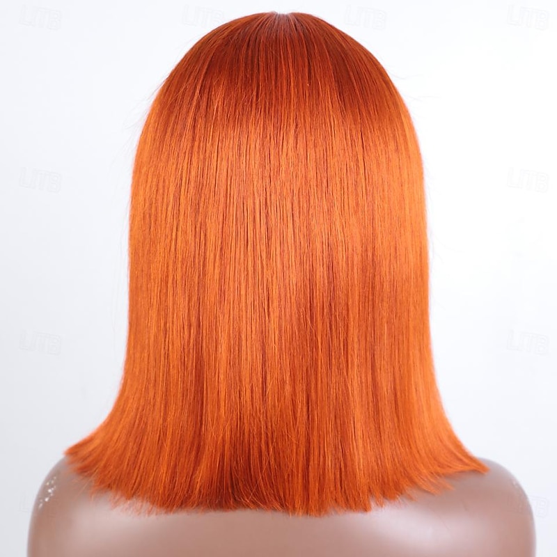 Remy Human Hair 13x6 Lace Front 13x4 Lace Front 4x4 Lace Front Wig Bob Short Bob Side Part Brazilian Hair Straight Pink Red Blue Purple Wig 130% 150% 180% Density with Baby Hair 100% Virgin Glueless2