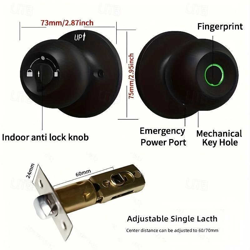 Biometric Smart Door Knob with Tuya App Control Secure Fingerprint Lock for Bedroom Cloakroom Apartments Offices4