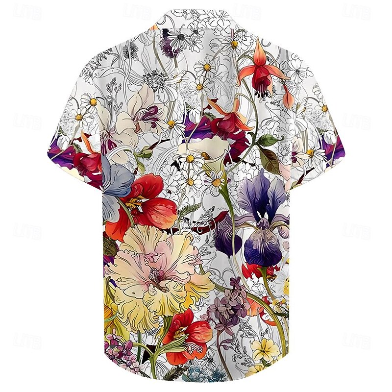 Men's Floral Tropical Flowers Shirt Summer Hawaiian Shirt Button Up Shirt Short Sleeve Shirt Turndown Casual Vacation Party Evening Wear Daily Multi Color S M L2