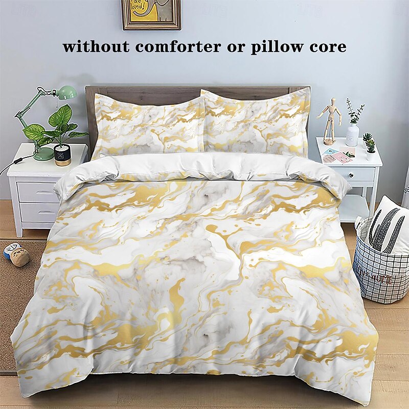 Abstract Marble Textured Duvet Cover Set - Includes Duvet Cover and Pillowcases - Elegant and Modern Design - Soft and Comfortable Fabric - Perfect for Adding a Touch of Luxury to Your Bedroom Decor - Easy to Clean and Maintain - Main Image