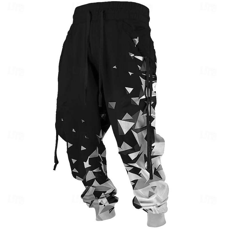 Men's Graphic Sweatpants Joggers Mid Waist Casual Outdoor 3D Print Fall & Winter Black