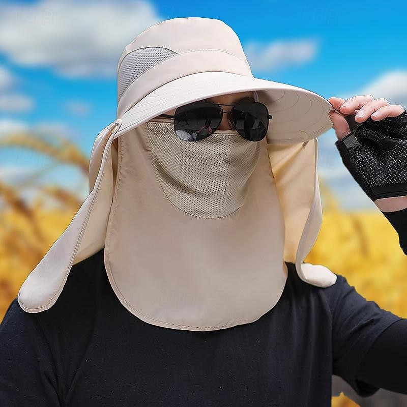 Sun Hat Bucket Hat Boonie hat Sun Hat with Neck Flap Waterproof UV Protection Summer Spring Drawstring Wide Brim Unisex Fishing Activity4