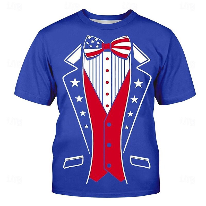 Men's Funny T Shirt Short Sleeve T shirt 3D Print Crew Neck Shirt Vintage Cool Party Holiday Black Red Royal Blue Summer Spring Clothing Apparel S M L XL XXL XXXL4