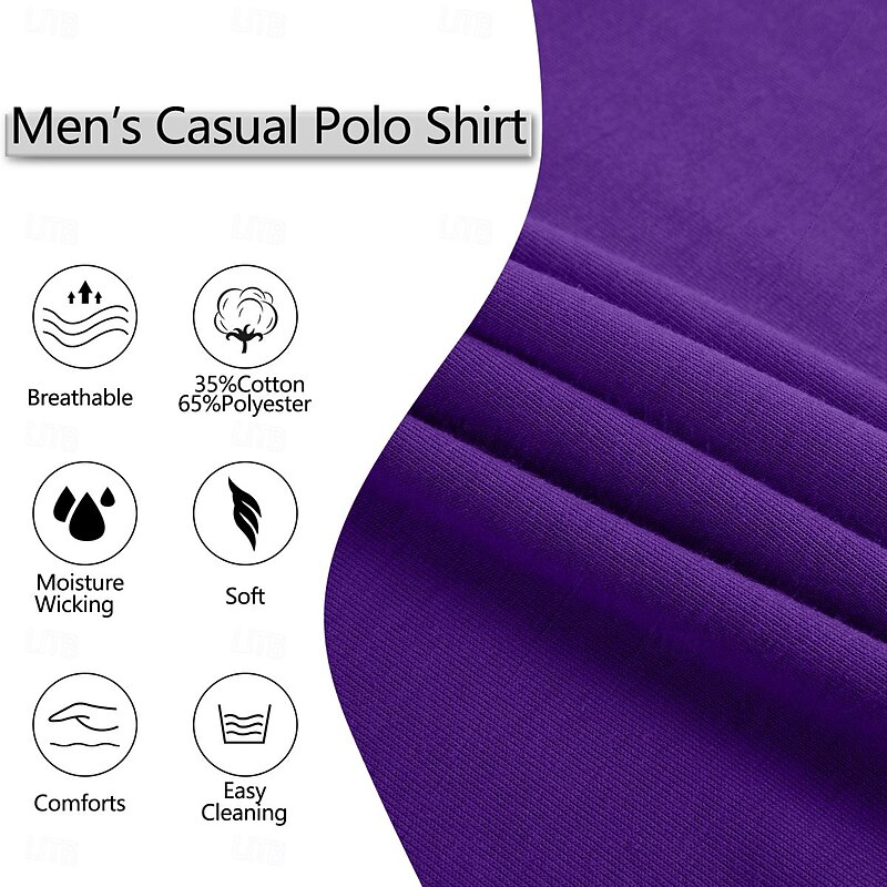 Men's Polo Shirts Golf Shirt Casual Holiday Ribbed Polo Collar Classic Short Sleeve Fashion Basic Color Block Patchwork Pocket Summer Regular Fit Purple Grey Polo Shirts4
