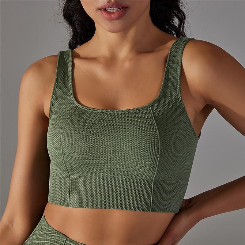 Women's Light Support Sports Bra Running Bra Open Back Bounce Control Bra Top Padded Fitness Leisure Sports Running Breathable Lightweight Soft Black White Army Green Solid Colored