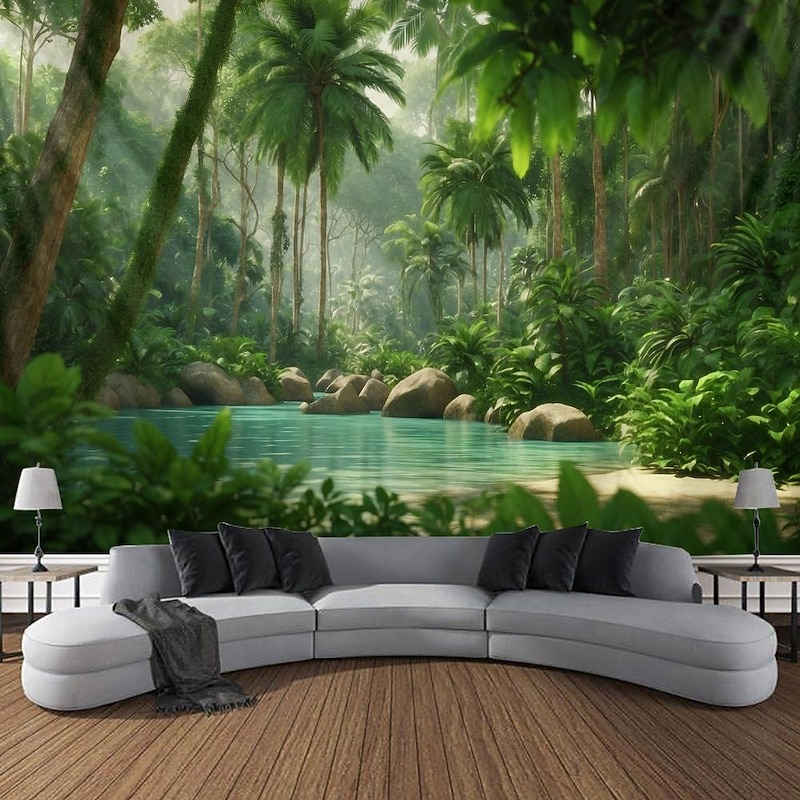 Nature Tropical Forest Hanging Tapestry Wall Art Large Tapestry Mural Decor Photograph Backdrop Blanket Curtain Home Bedroom Living Room Decoration