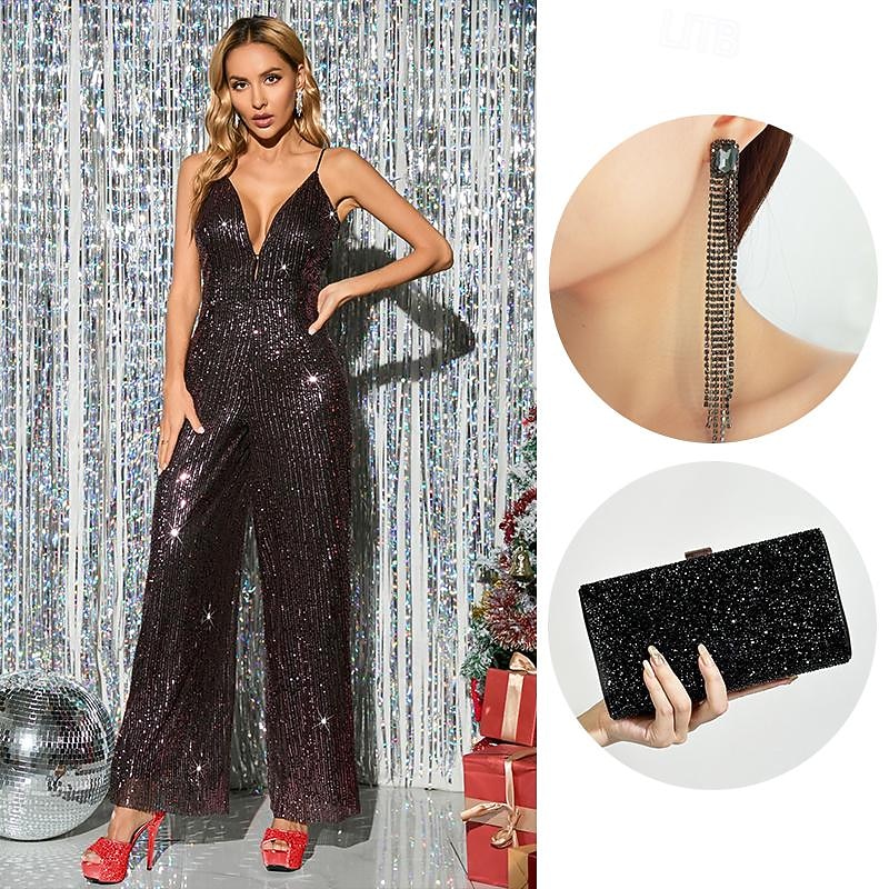 Retro Vintage Roaring 20s 1920s Cosplay Costume Outfits Jumpsuit The Great Gatsby Wedding Guest Sequins Tassel Fringe Fancy Dress Women's Christmas Halloween Carnival Halloween Party / Evening