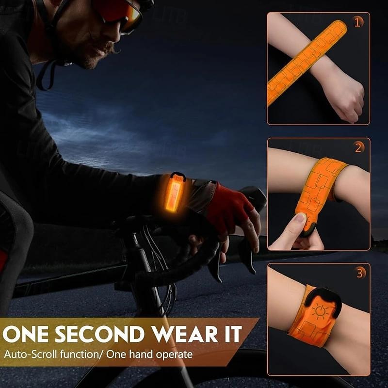 2pcs LED Armband Rechargeable - High Visibility Reflective Running Lights for Night Walking & Jogging, Adjustable Light Up Bands for Men & Women3