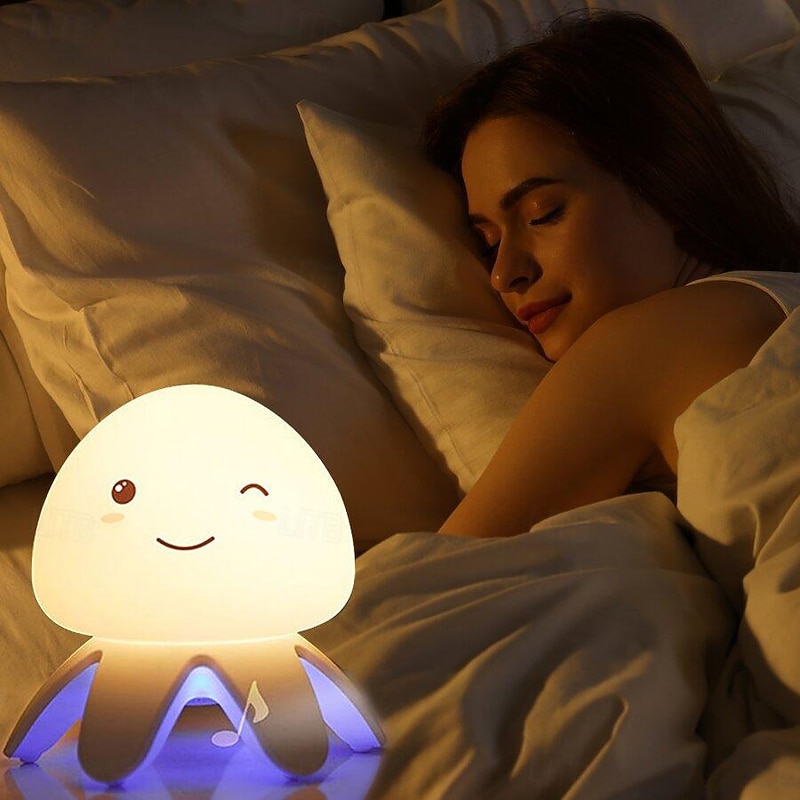 LED Smart Light Colorful Silicone Jellyfish Music Night Light with Remote Control, Intelligent Timing Night Light with Sleep Mode for Room Decor, Children's Gift, Girl's Atmosphere Light4