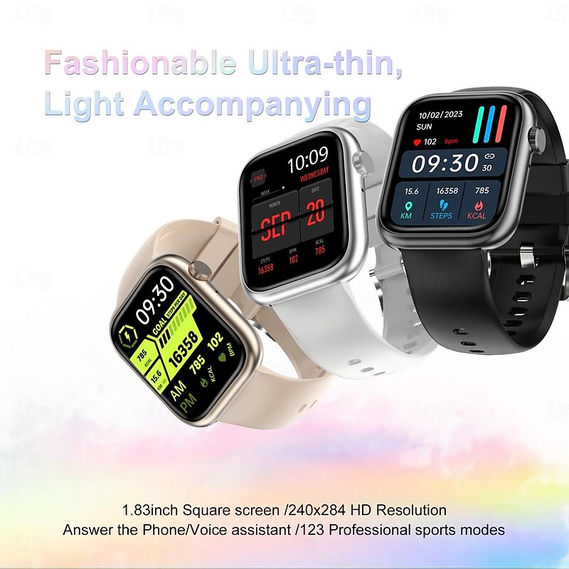 G104 Smart Watch 1.83 inch Smartwatch Fitness Running Watch Bluetooth Pedometer Call Reminder Activity Tracker Compatible with Android iOS Women Men Long Standby Hands-Free Calls Waterproof IP 672