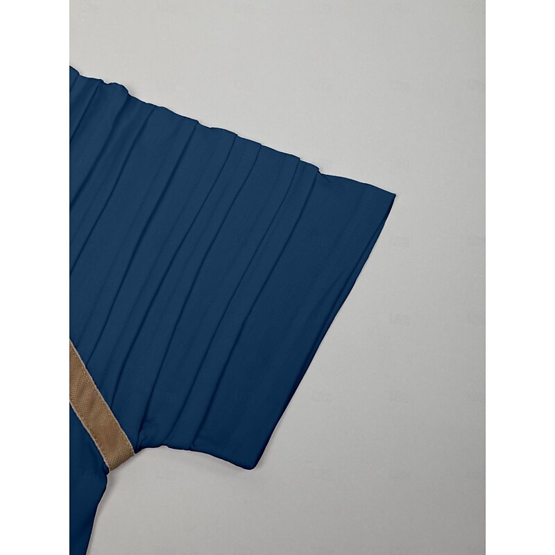 Men's Henley Shirt Raglan T Shirt Short Sleeve Plain Slim Pleated Fashion Designer Casual Patchwork Pleats Henley Outdoor Vacation Daily Summer White Navy Blue Dark Gray Henley T-Shirt3