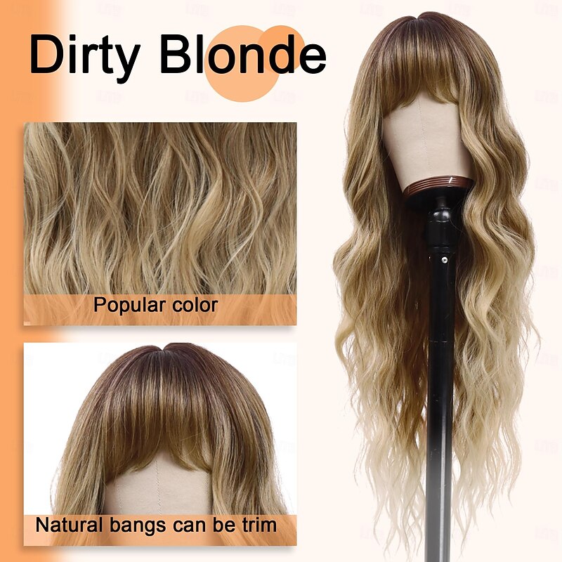 Synthetic Wig Middle Part Wig Long Red Orange Brown Ombre Blonde Blonde Synthetic Hair Women's Cosplay Soft Party Blonde Light Brown Halloween Wigs4