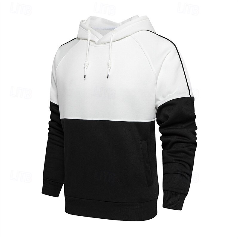 Men's Hoodie Black Green Gray Hooded Color Block Patchwork Sports & Outdoor Daily Holiday Streetwear Basic Casual Spring &  Fall Clothing Apparel Hoodies Sweatshirts