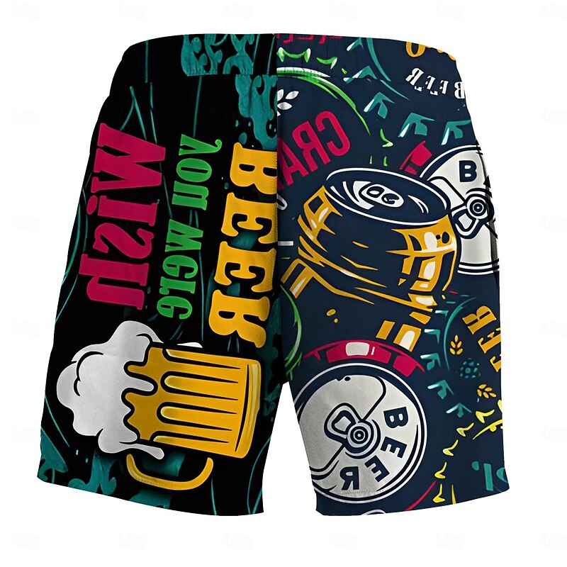Men's Letter Beer Swim Trunks Swim Shorts Board Shorts Mid Waist Fashion Hawaiian Designer Casual Daily Holiday Pocket Drawstring Elastic Waist Designer Clothing Apparel2