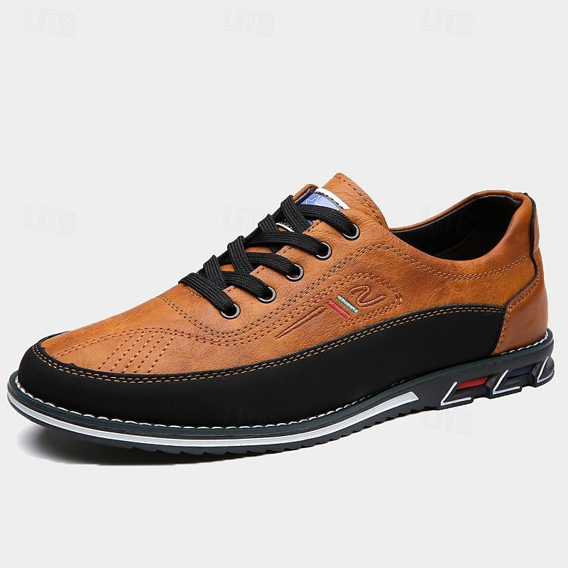 Men's Casual Leather Sneakers with Black Lace-Up Design and Comfortable Sole for Everyday Wear, Walking, and Travel2