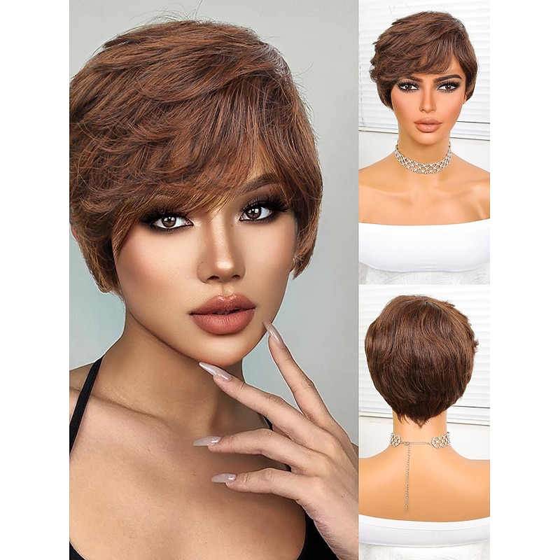 Synthetic Wig Natural Straight Short Bob Wig 8 inch Dark Brown Synthetic Hair Women Dark Brown