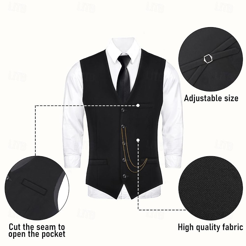 Retro Vintage Roaring 20s 1920s Outfits Vest Waistcoat The Great Gatsby Charleston Gentleman Fashion Fancy Dress Men's Christmas Halloween Carnival Prom Bachelorette Party Festival Adults' Vest More2