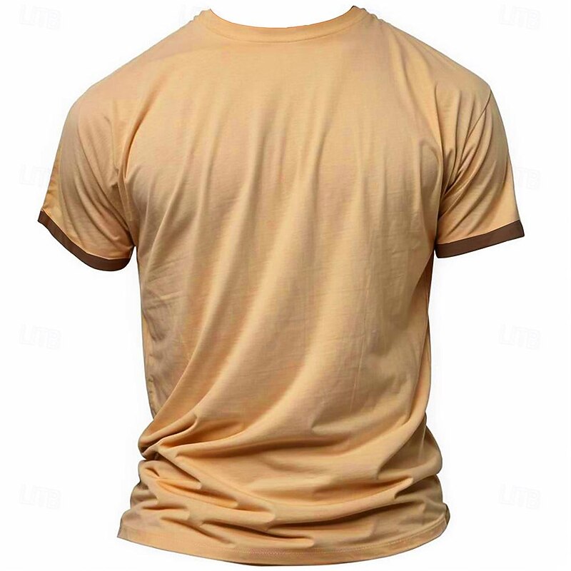 Men's Cowboy T shirt Henley Shirt Short Sleeve 3D Print Designer Retro Vintage Western Style Street Casual Daily Summer Spring Light Brown Blue Brown Henley Henley T-Shirt2
