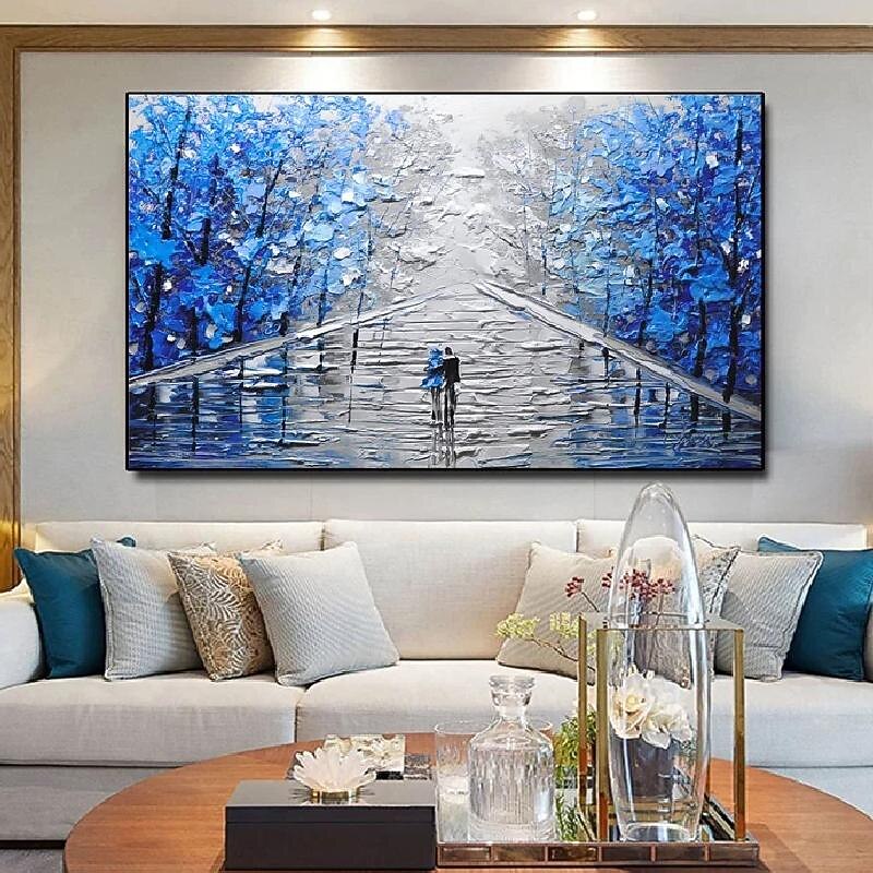 Knife Abstract art handmade Acrylic Paintings on Canvas hand painted Landscape Colorful Forest Painting Bedroom Wall DecorTextured Impasto Paintingpainting gift