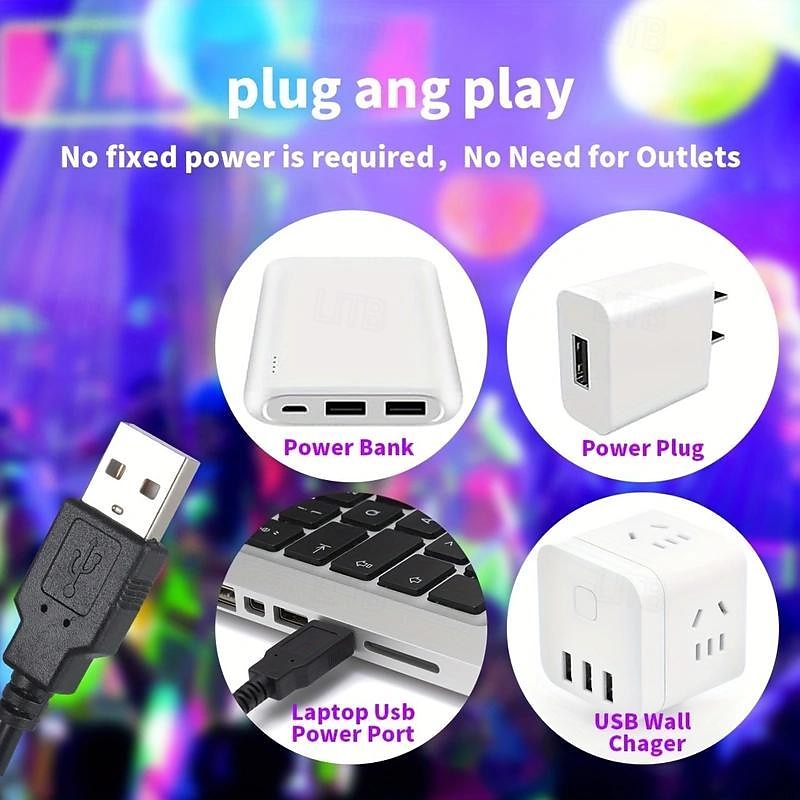 2pcs USB UV LED Blacklight Bar 28cm High Intensity - 385-400nm Ultra Violet Light Effect for Halloween Club Party Disco Stage Lighting - Low Voltage 5V with On/Off Switch, Non-Waterproof4