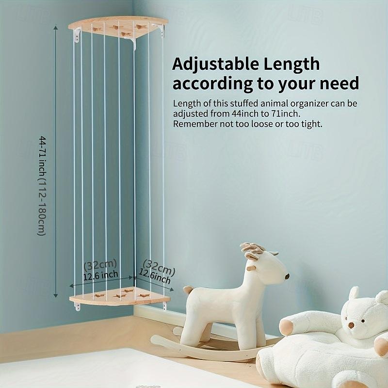 Adjustable Stuffed Animal Storage Organizer Cuddly Toy Storage Plush Toy Storage Hanging Soft Toys Shelf for Bedroom Living Room Children's Room Nursery Shelves4