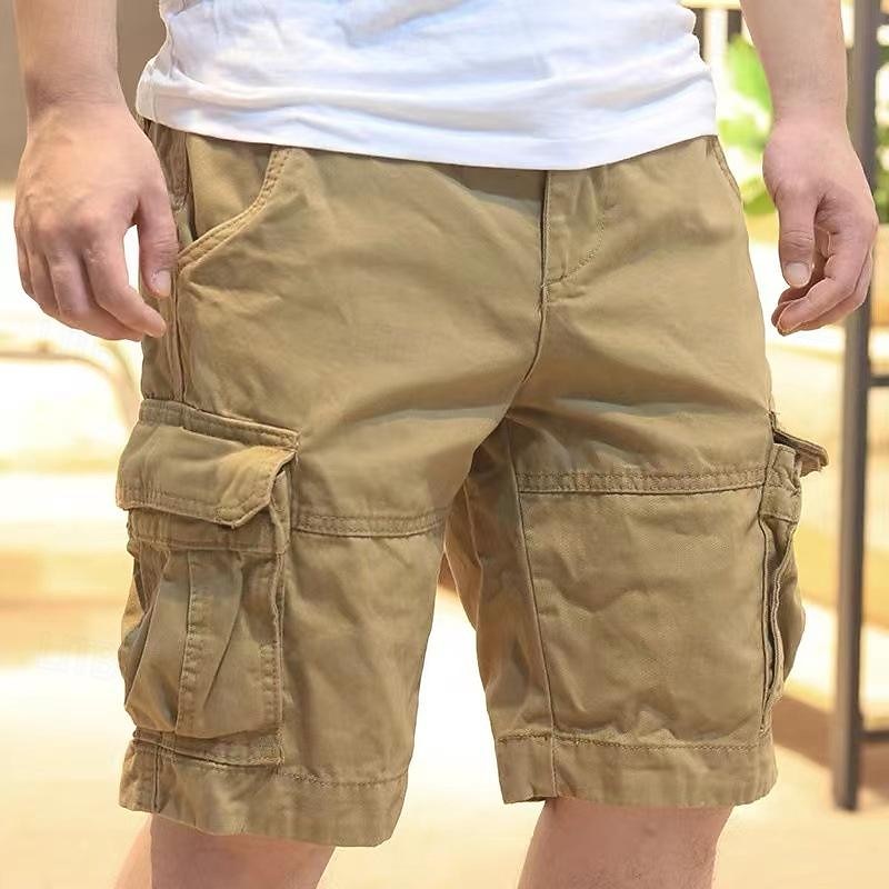 Men's Tactical Shorts Cargo Shorts Shorts Buttons Multi Pocket Plain Camouflage Wearable Knee Length Outdoor Daily Camping & Hiking Fashion Classic Camouflage khaki White