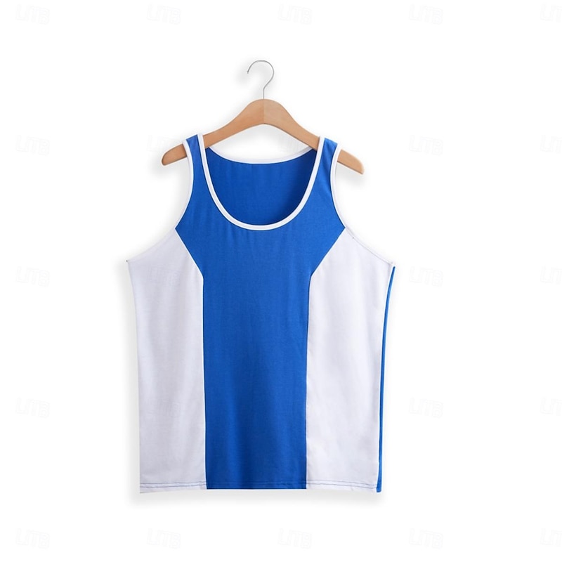 Men's Tank Top Vest Top Sleeveless Shirt Gym Muscle Tee Sleeveless Crew Neck Summer Color Block Fashion Designer Muscle Patchwork Outdoor Going out Gym White Blue Orange Top Tee for Men3