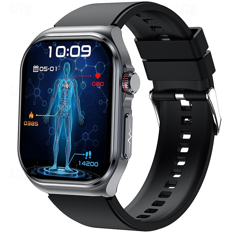 iMosi ET585 Smart Watch 2.04 inch Smartwatch Fitness Running Watch Bluetooth ECG+PPG Temperature Monitoring Pedometer Compatible with Android iOS Women Men Hands-Free Calls Waterproof Media Control4