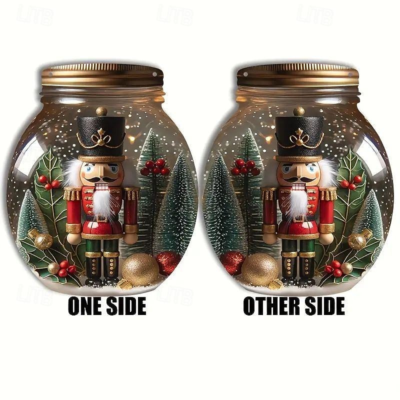 Christmas 2D Nutcracker Acrylic Pendant - Round Jar Design - 7.87x6.69 inches - Ideal for Bedroom, Living Room, and Courtyard Decor3