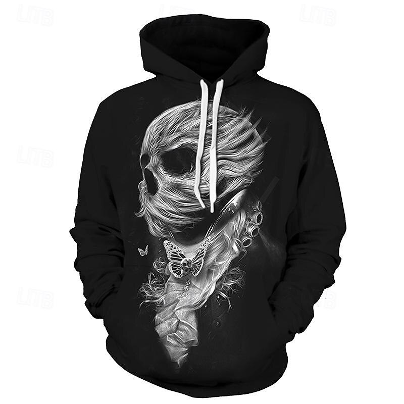 Halloween Skeleton Skull Hoodie Cartoon Manga Anime 3D Front Pocket Graphic For Couple's Men's Women's Adults' Halloween Carnival Masquerade 3D Print Casual Daily3