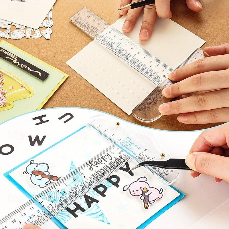 Clear Acrylic T-Square Ruler Crafting and Precision Drawing 6 inch Clear Measuerments Ruler Handtool4