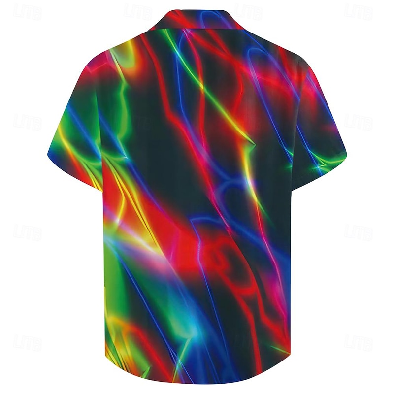 Men's Neon Shirt Button Up Shirt Short Sleeve Casual Vacation Daily Summer Turndown Collared Shirts Button Up 3D Print Multi Color2