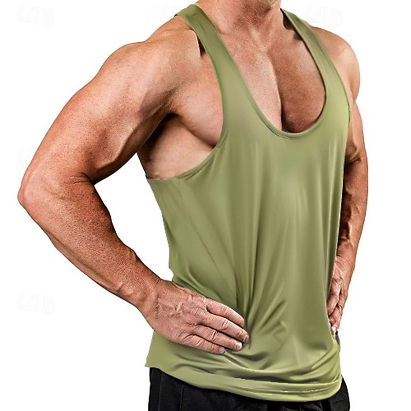 Men's Running Tank Top Workout Tank Sleeveless Singlet Athleisure Summer Solid Colored Soft Sweat Out Sweat wicking Breathable Gym Workout Jogging Training Sportswear Activewear Army Green Red Blue3