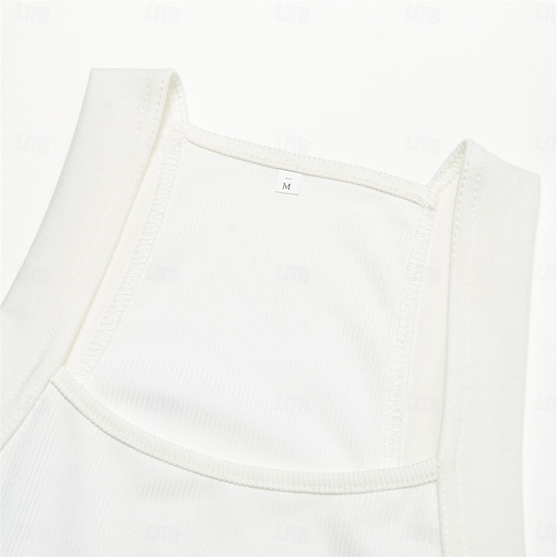 Men's Tank Top Vest Top Undershirt Muscle Shirt Sleeveless Square Summer Plain Fashion Streetwear Bodybuilding Fitness Sports & Outdoor Athleisure Black White Top Tee for Men4