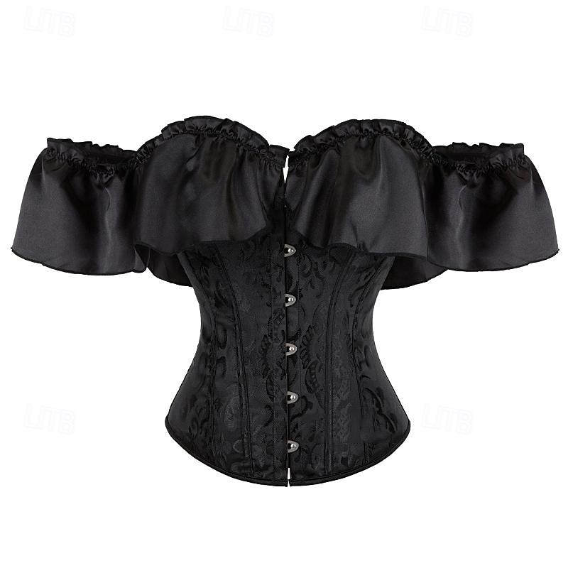 Women's Bustier Corset Top Lace up Overbust Carnival Party Wedding Party Club Corsets Hot Sexy Pure Color Buckle Home Outfits3