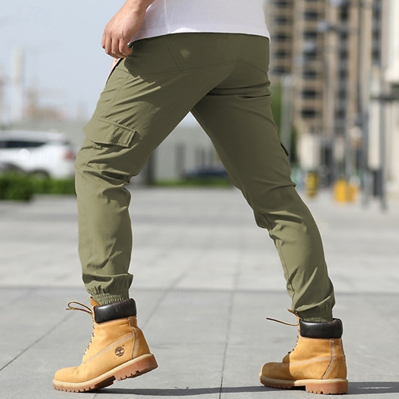 Men's Cargo Pants Tactical Pants Trousers Elastic Waist Multi Pocket Plain Wearable Outdoor Daily Camping & Hiking Fashion Classic Black Army Green2