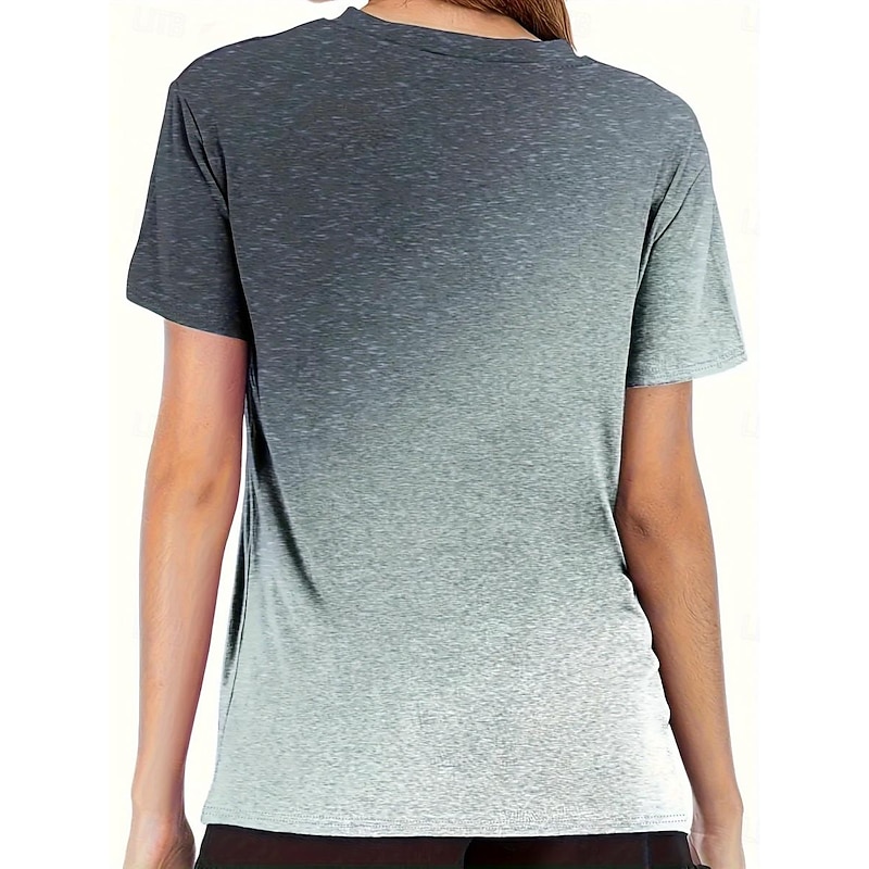 Women's T Shirt Casual Print Short Sleeve Regular Tops Crew Neck Daily Red Blue Green Gray Summer2