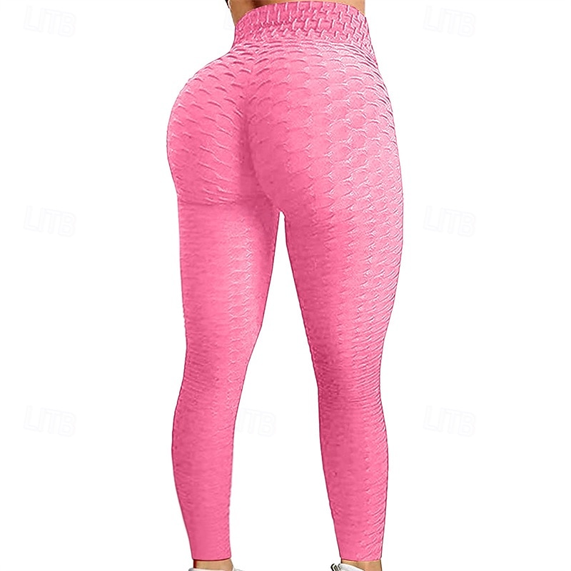 Women's Yoga Pants Yoga Leggings Elastic Waistband High Waist Pilates Gym Workout Workout Tights Solid Color Black White Pink Sports Activewear Stretchy Slim4
