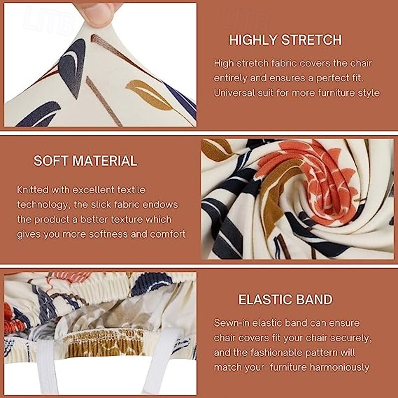 Dining Chair Cover Geometric Printed Slipcover - Modern and Stylish Geometric Design - Soft and Stretchable Fabric - Protects and Enhances Your Chairs - Perfect for Home and Dining Settings4