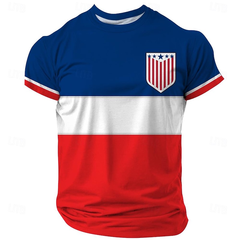 Men's American US Flag T Shirt Short Sleeve T shirt 3D Print Crew Neck Shirt Outdoor Athleisure Blue Summer Spring Clothing Apparel S M L XL XXL XXXL