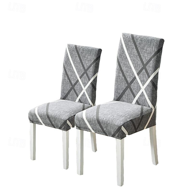 2PCS Chair Cover Super Fit Stretch Removable Washable High Back Dining Chair Cover Seat Slipcover for Hotel Dining Room Ceremony Banquet Wedding Party
