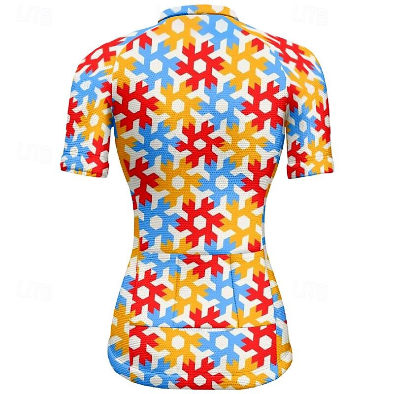 Women's Cycling Jersey Flower Short Sleeve Bike Tee Tshirt Top with 3 Rear Pockets Mountain Bike MTB Road Bike Cycling Quick Dry Front Zipper Wicking Sports Orange Clothing Apparel3