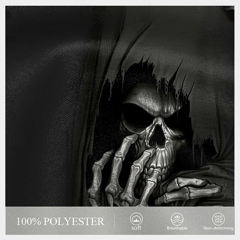 Men's Shorts Summer Shorts Casual Shorts Drawstring Pocket Elastic Waist Skull Halloween Costumes Soft Breathable Short Casual Daily Holiday Fashion Streetwear Black Micro-elastic3