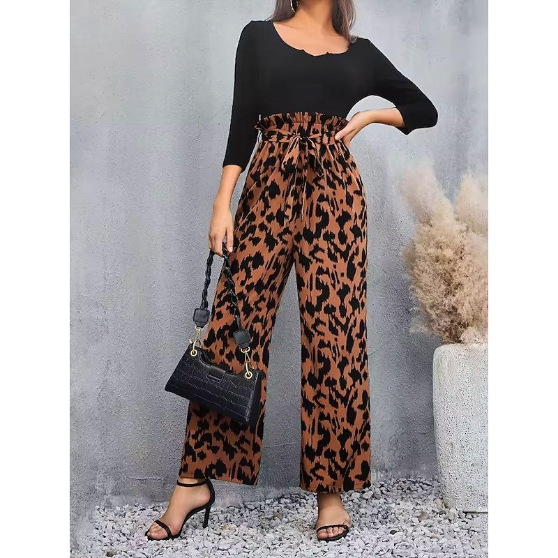 Women's Jumpsuit Fashion Long Graphic Print Breathability Comfortable Inelastic Casual Daily Coffee Spring &  Fall Regular Fit
