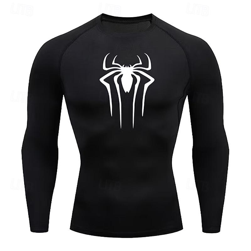 Men's Compression Shirt Athletic Shirt Gym Shirt Fitness Shirt Long Sleeve Tee Tshirt Casual Athleisure Spiders Spandex Quick Dry Soft Breathable Gym Workout Walking Jogging Sportswear Activewear2