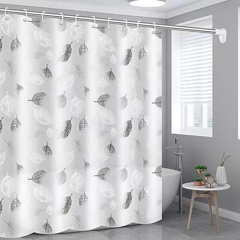 Shower Curtain 180cm 70",Watercolor Shower Curtain Set, Polyester Waterproof Shower Curtain, Non-slip Floor Mat, Toilet Seat, Bathroom Mat&12 Plastic Hooks, for Bathroom Bathtub Decoration2